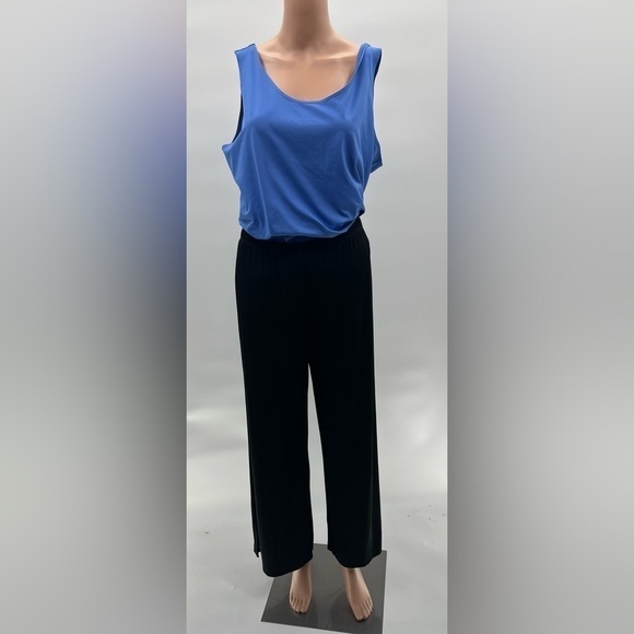 Chico's Travelers Size 2R (US L) Black Wide Leg Pants Jersey Stretch - Picture 9 of 10